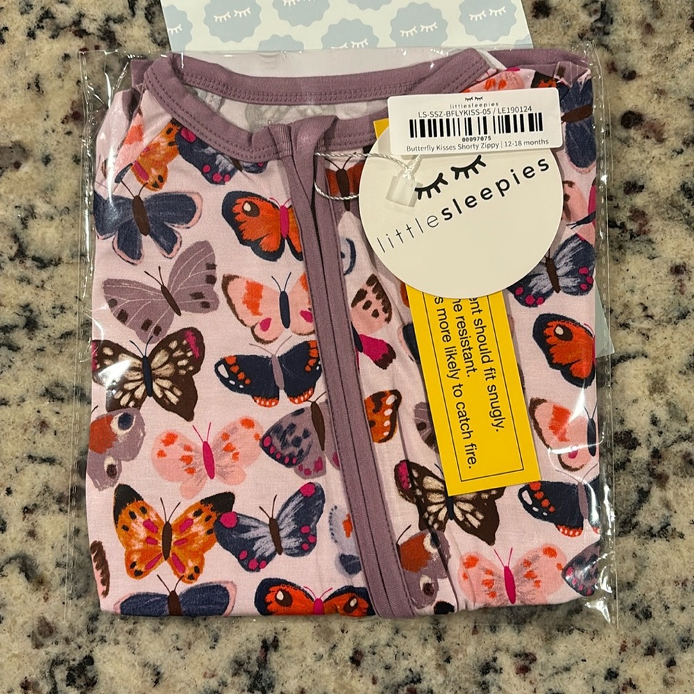 NIB Little Sleepies butterfly kisses shorty